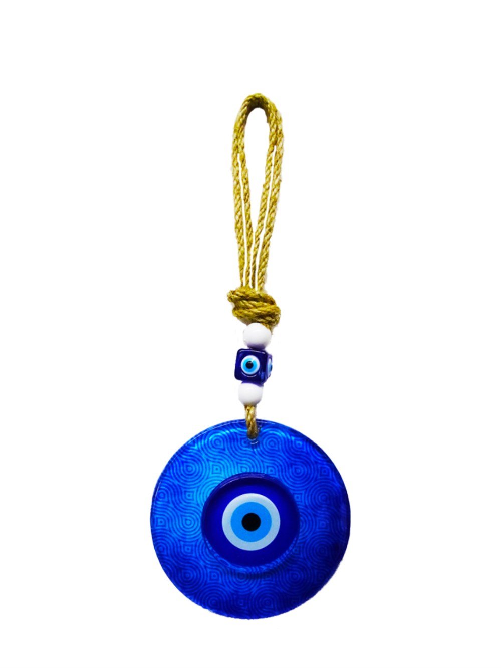 10X20cm Fusion Glass Evil Eye Wall Decoration with Natural Rope and Pattern