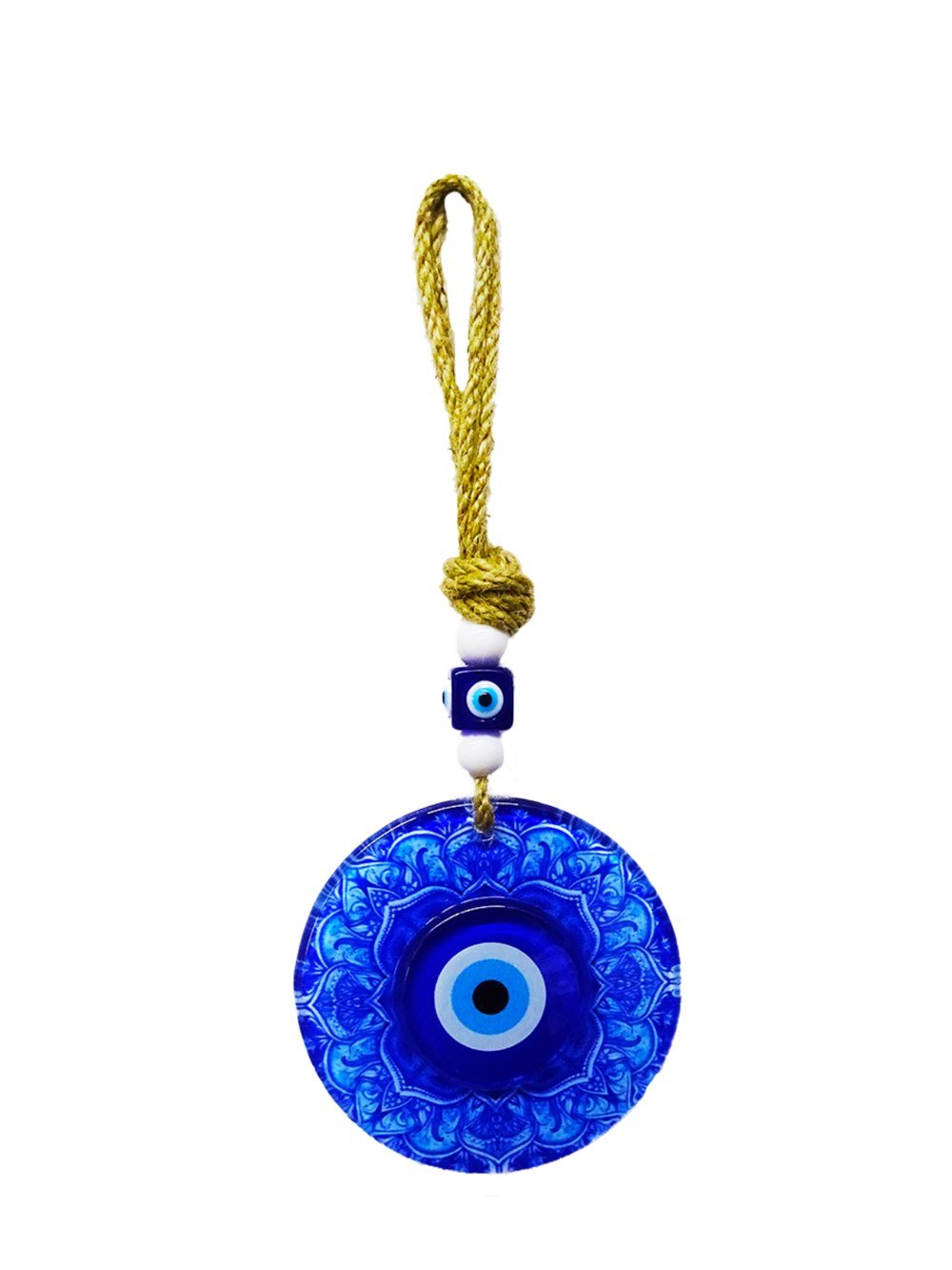 10X20cm Fusion Glass Evil Eye Wall Decoration with Natural Rope and Pattern
