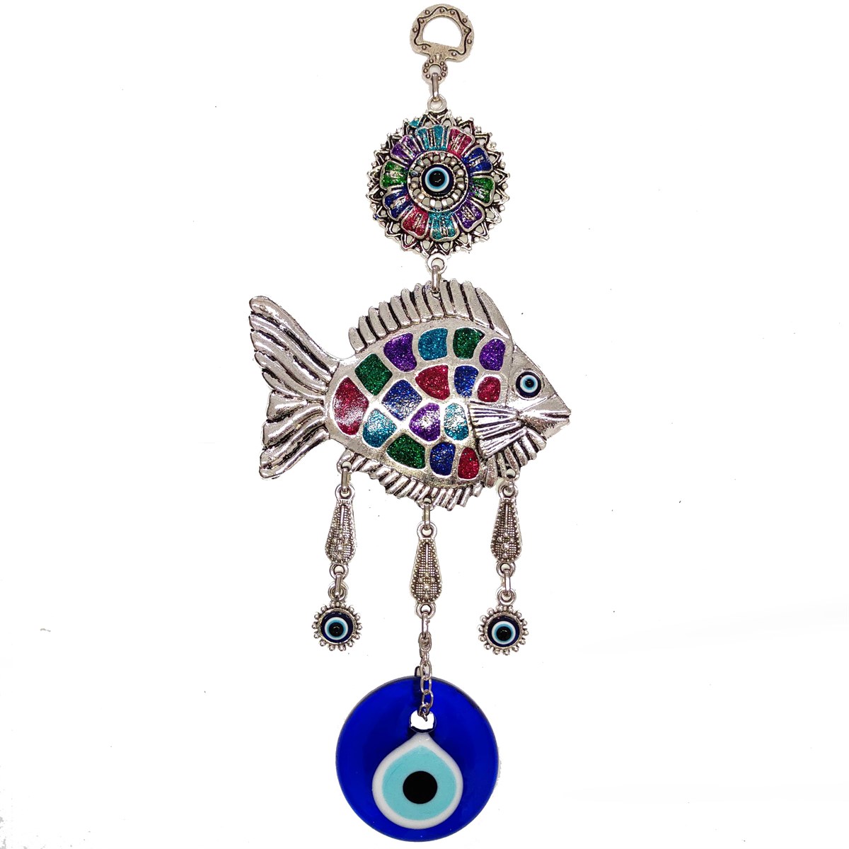 11X27cm Colorful Fish Metal Wall Decoration