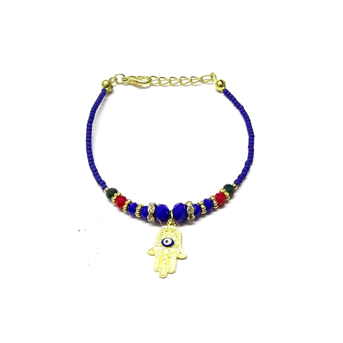 Afghan Beads Bracleet with Hand of Fatima Symbol (12 Pack)