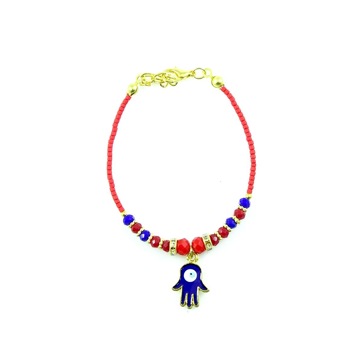 Afghan Beads Bracleet with Hand of Fatima Symbol (12 Pack)
