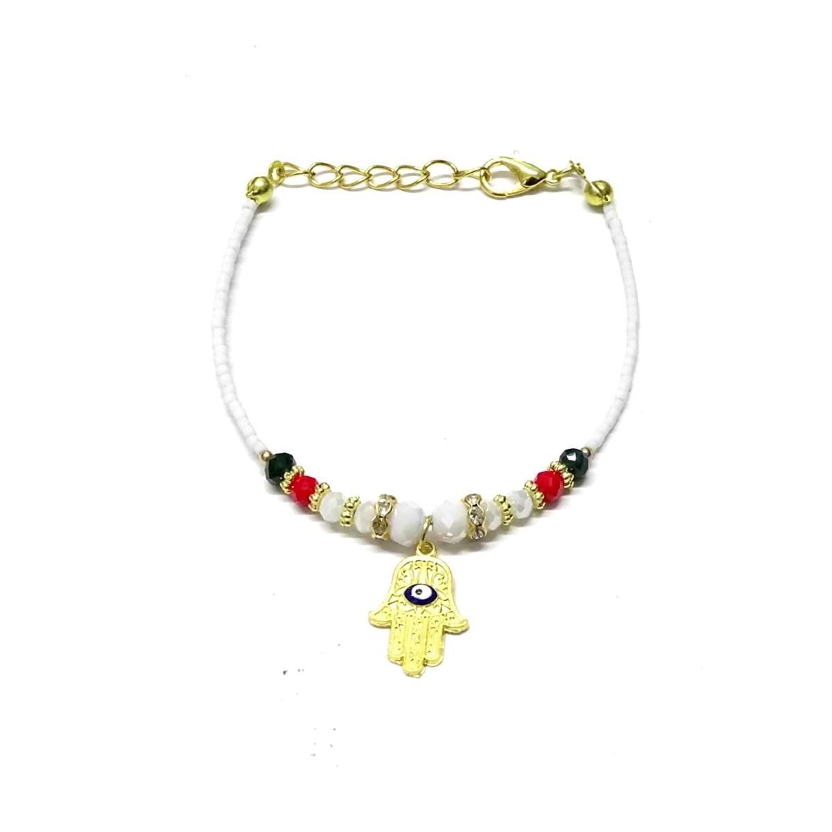Afghan Beads Bracleet with Hand of Fatima Symbol (12 Pack)