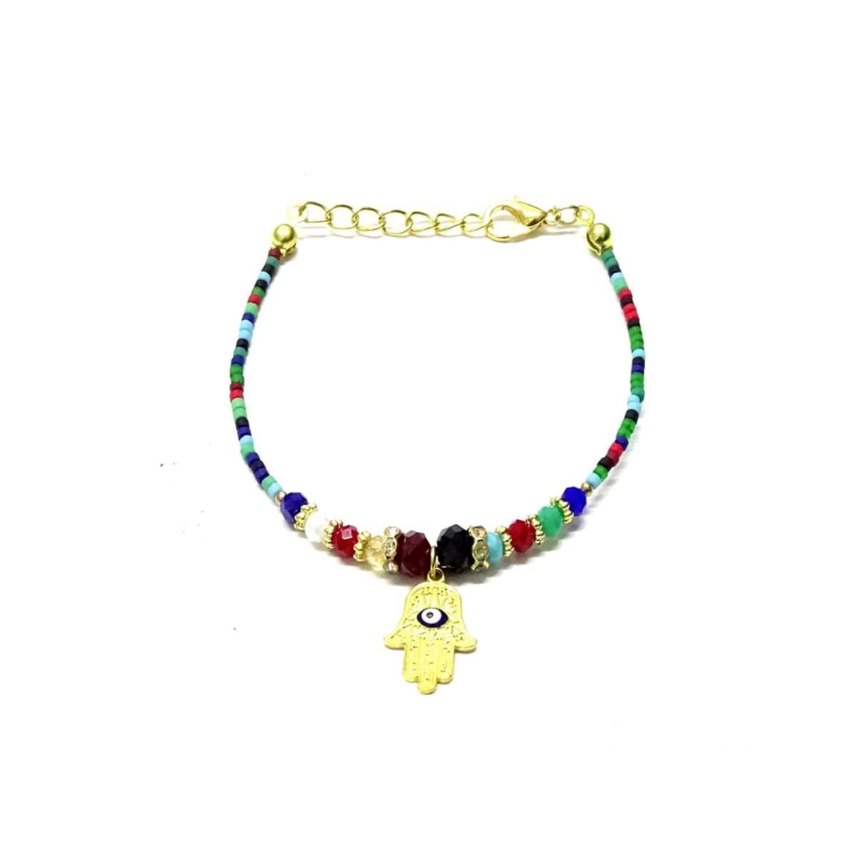 Afghan Beads Bracleet with Hand of Fatima Symbol (12 Pack)