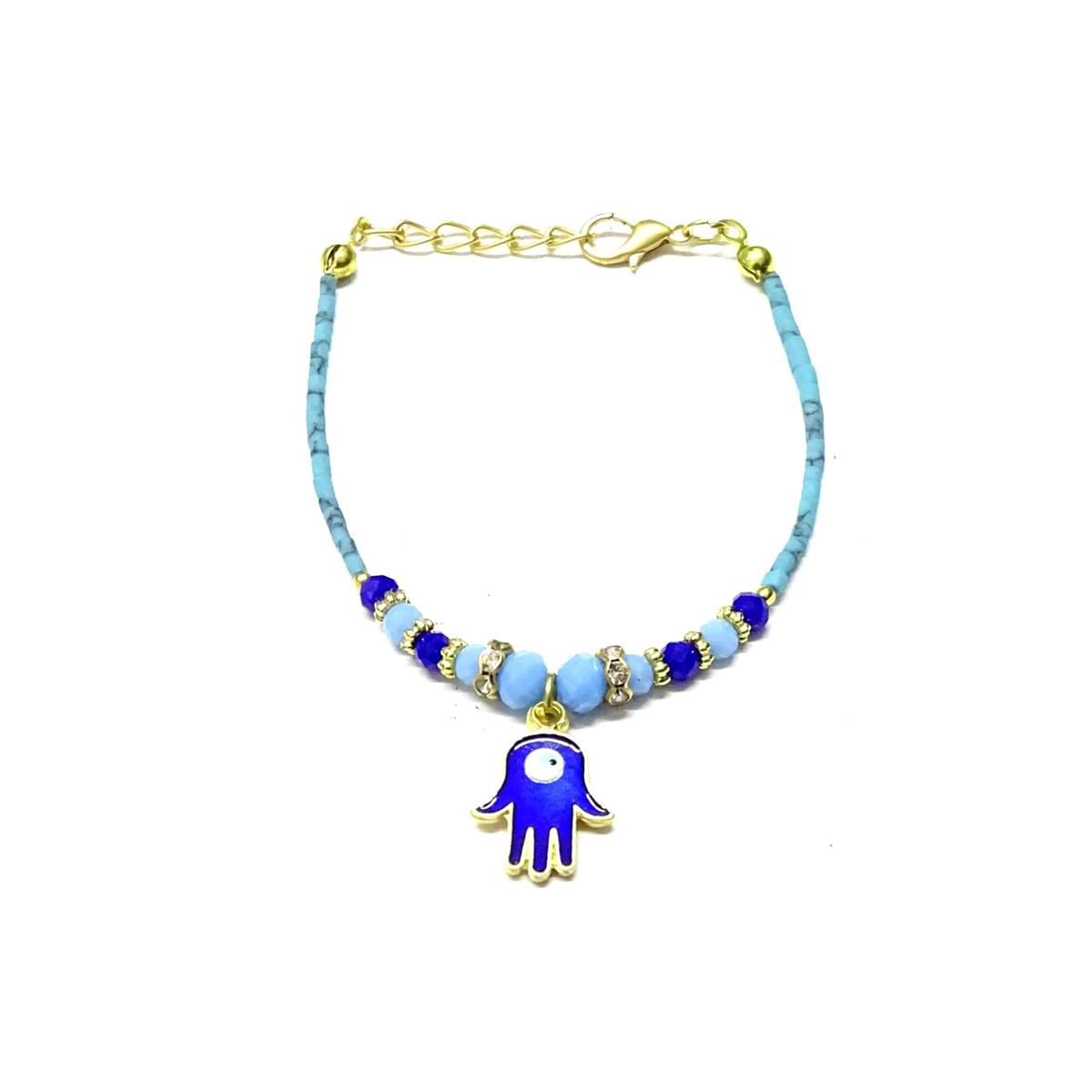 Afghan Beads Bracleet with Hand of Fatima Symbol (12 Pack)