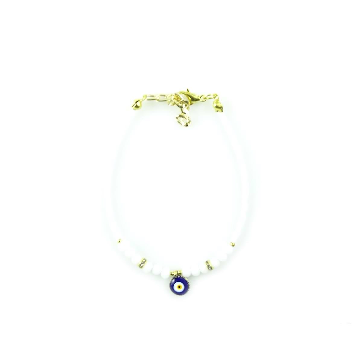 Crystal Afghan Beads Bracelet with Small Evil Eye Pendant (12 Pack)