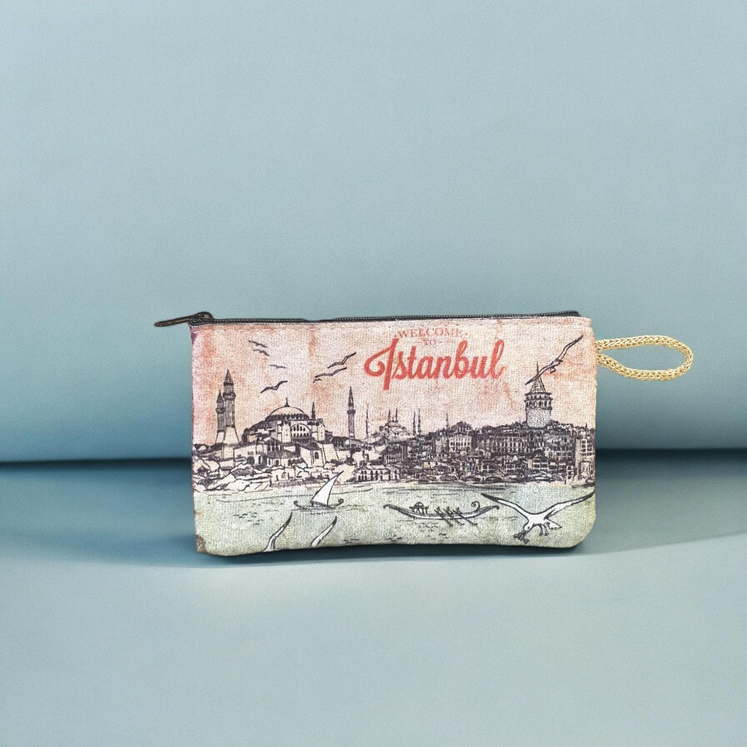 18x10Cm İstanbul  Desenli (Desen Seçenekli) Kadife Cüzdan