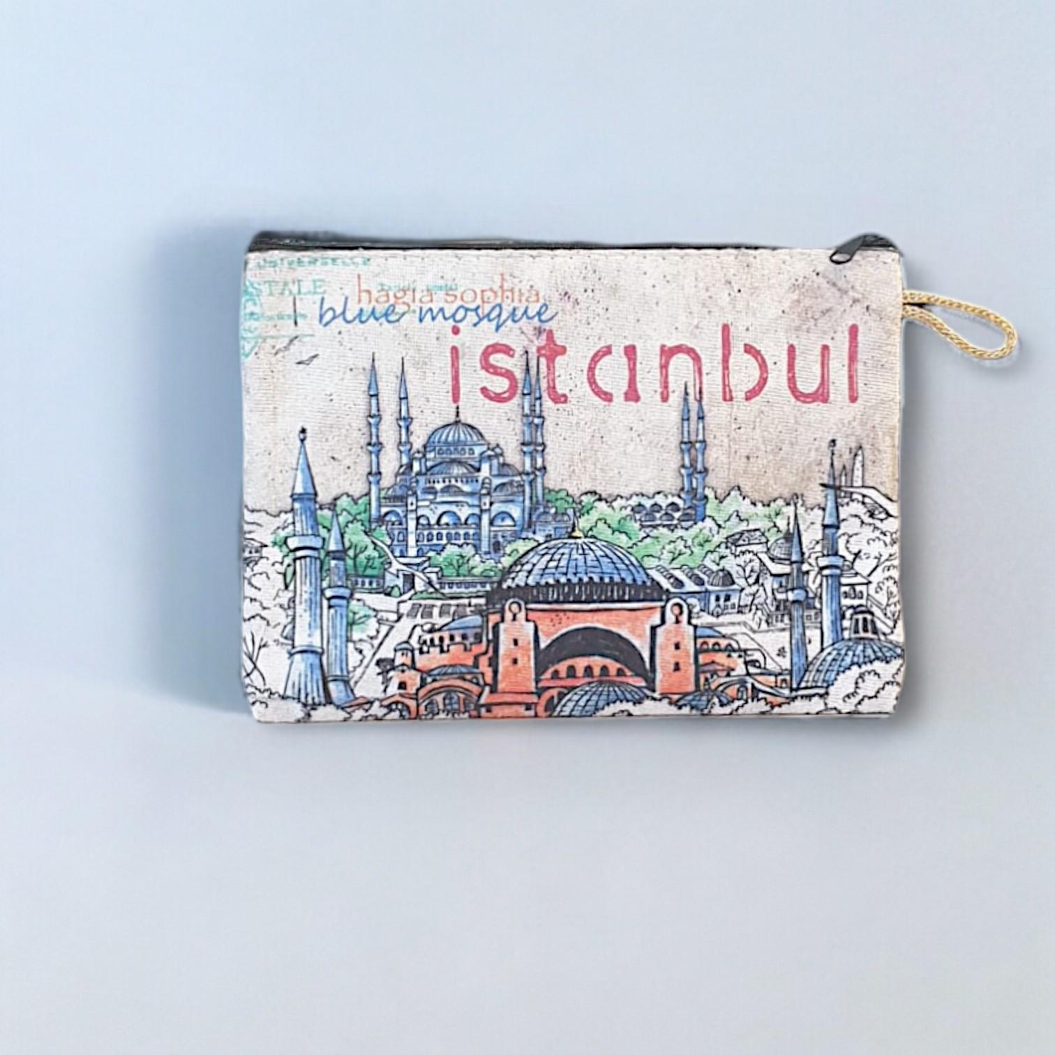 21x15,5 Cm İstanbul  Desenli (Desen Seçenekli) Kadife Cüzdan