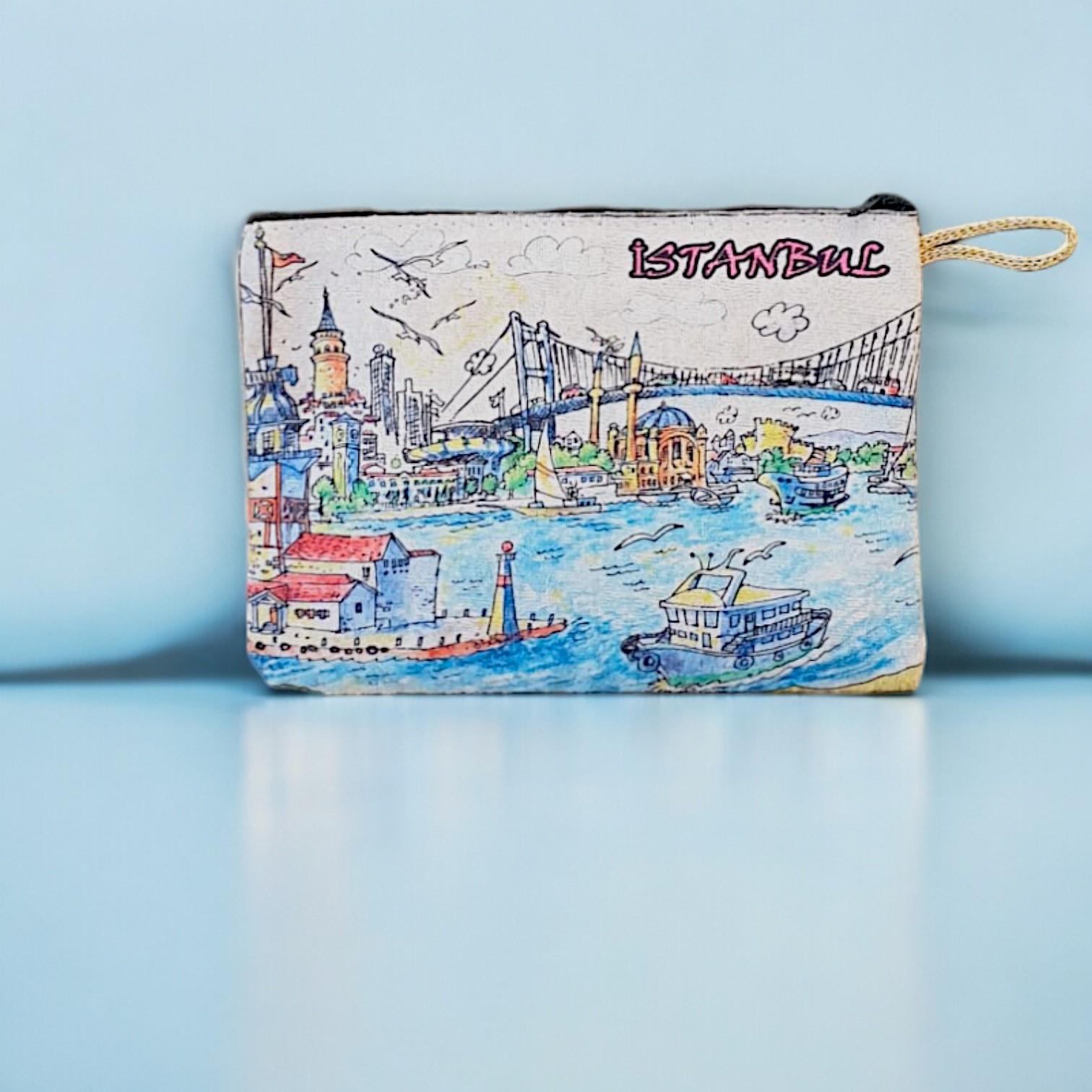 21x15,5 Cm İstanbul  Desenli (Desen Seçenekli) Kadife Cüzdan
