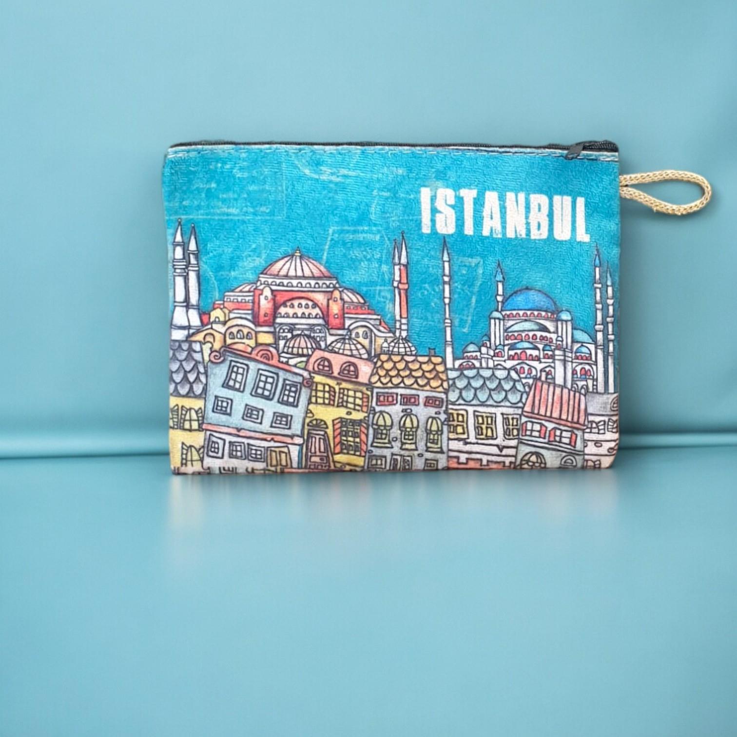 21x15,5 Cm İstanbul  Desenli (Desen Seçenekli) Kadife Cüzdan