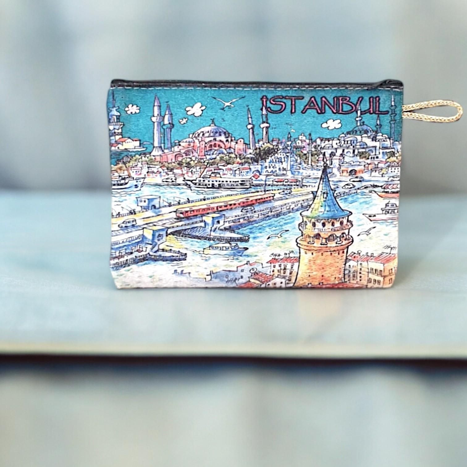 21x15,5 Cm İstanbul  Desenli (Desen Seçenekli) Kadife Cüzdan