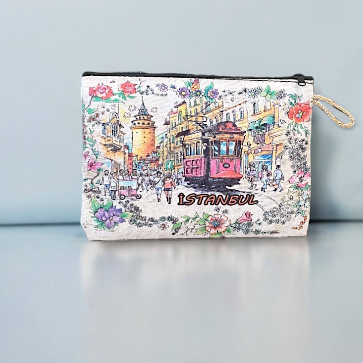 21x15,5 Cm İstanbul  Desenli (Desen Seçenekli) Kadife Cüzdan