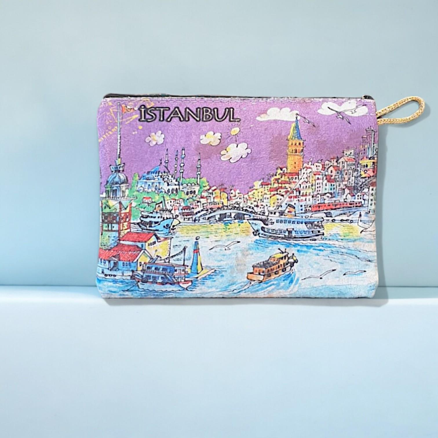 21x15,5 Cm İstanbul  Desenli (Desen Seçenekli) Kadife Cüzdan