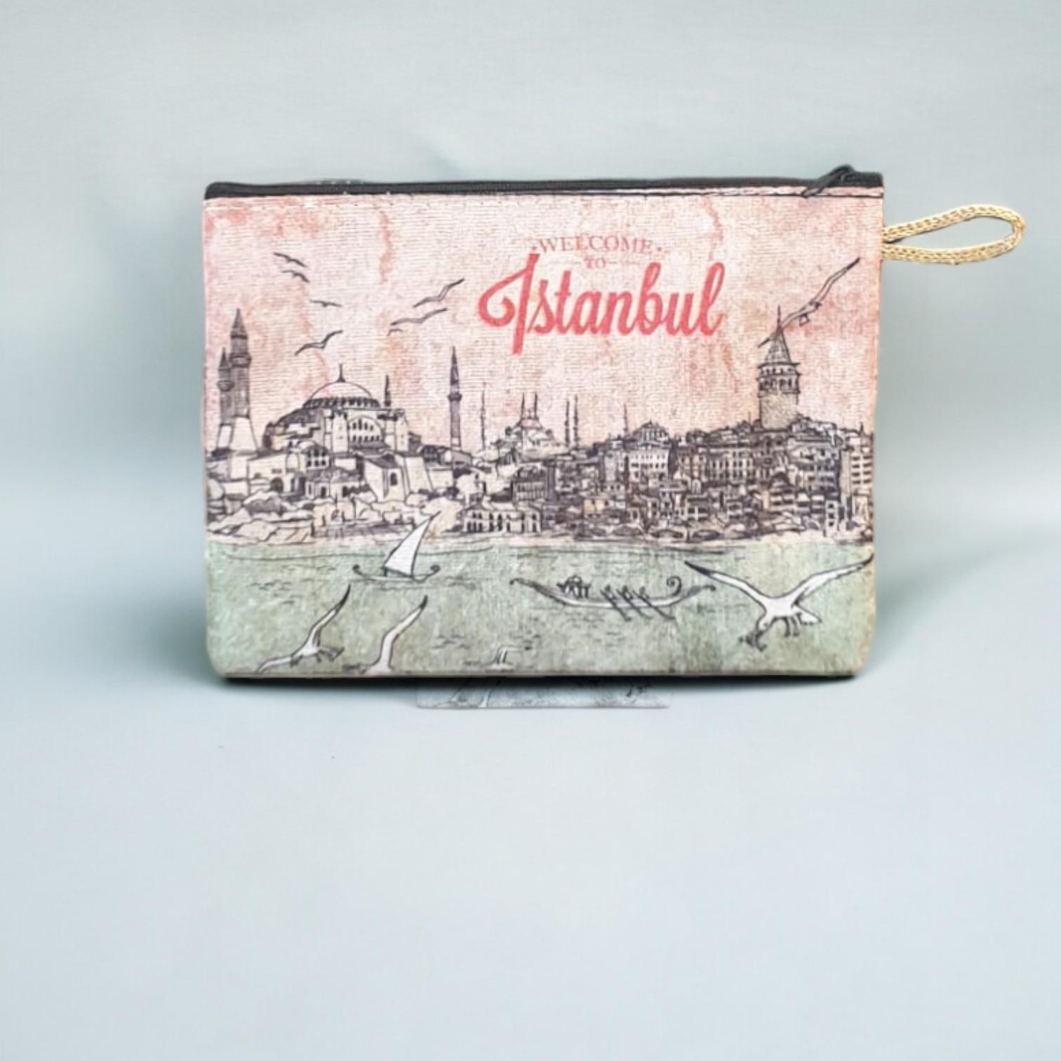 21x15,5 Cm İstanbul  Desenli (Desen Seçenekli) Kadife Cüzdan