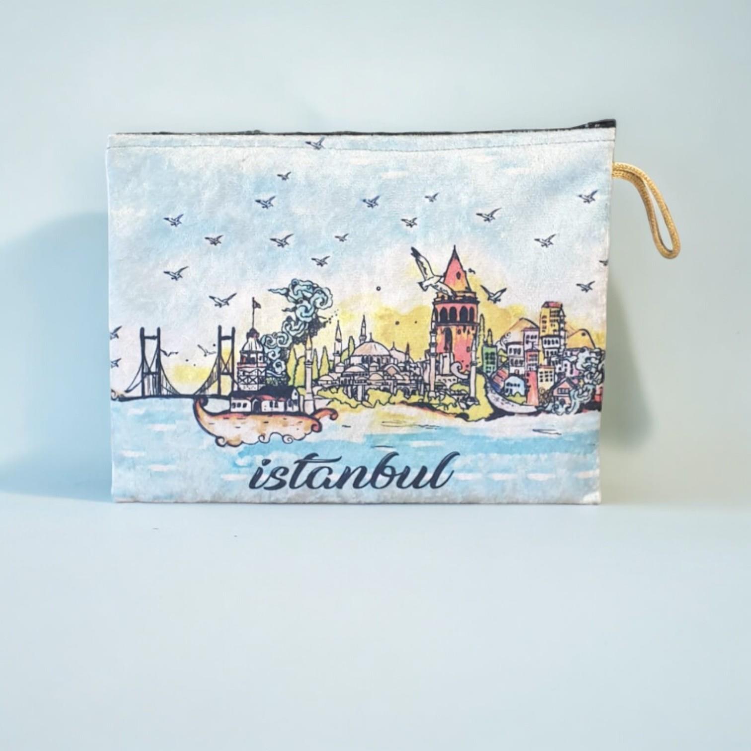 30x22,5 Cm İstanbul  Desenli (Desen Seçenekli) Kadife Cüzdan