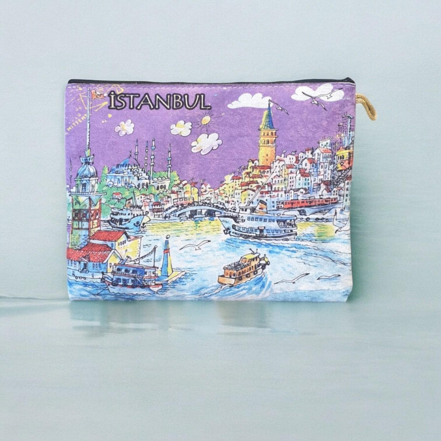 30x22,5 Cm İstanbul  Desenli (Desen Seçenekli) Kadife Cüzdan