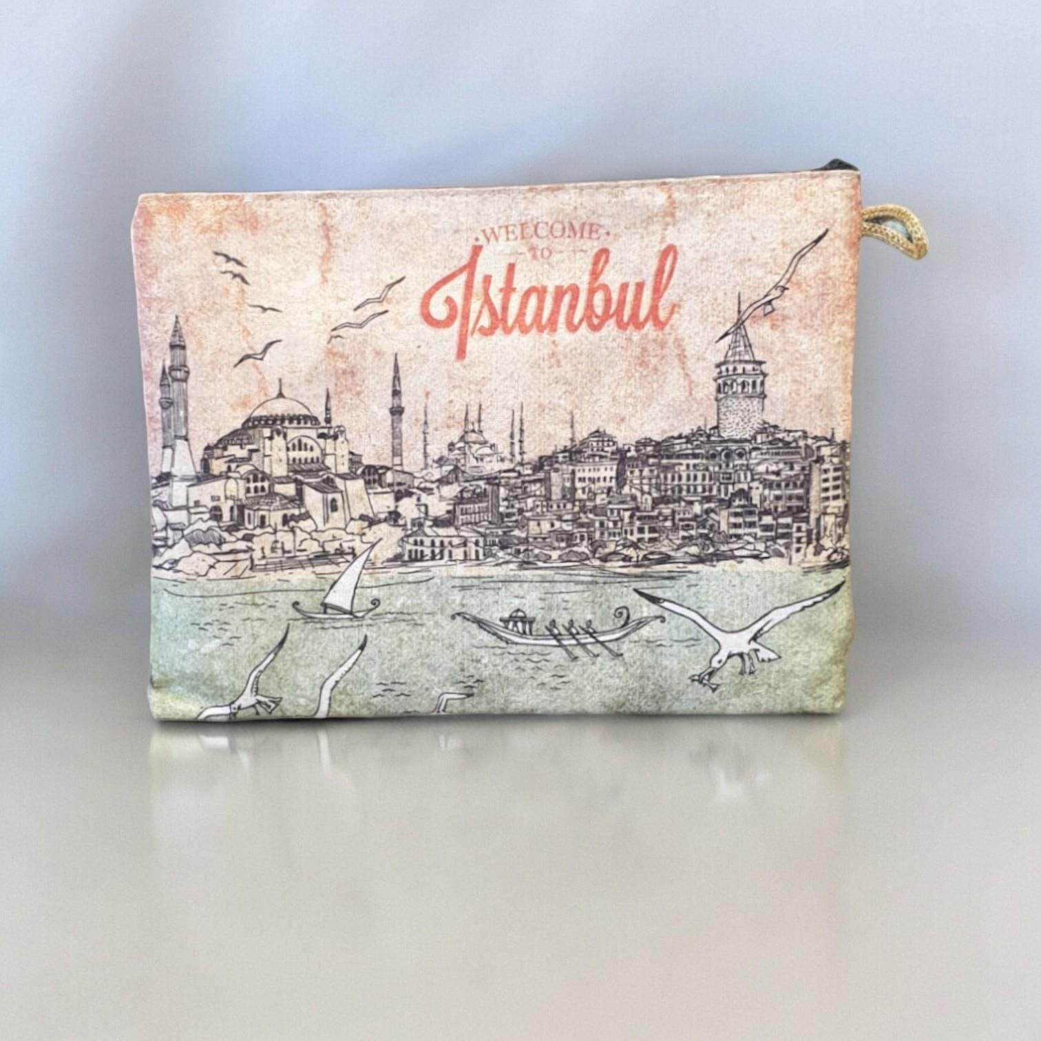 30x22,5 Cm İstanbul  Desenli (Desen Seçenekli) Kadife Cüzdan