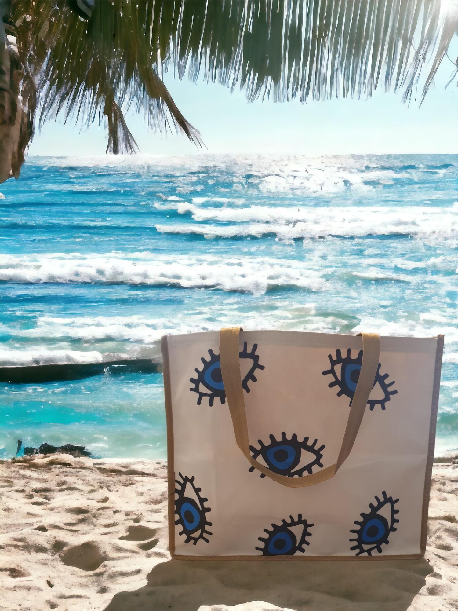 44x37 Nazar Desen (Model Seçenekli) Plaj Çantası