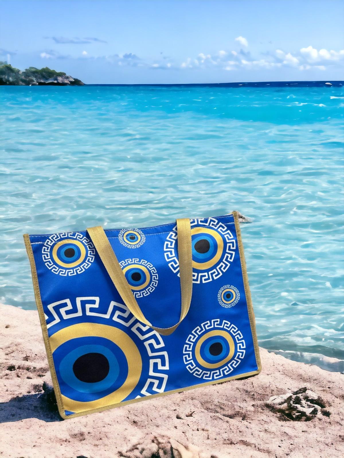 44x37 Nazar Desen (Model Seçenekli) Plaj Çantası