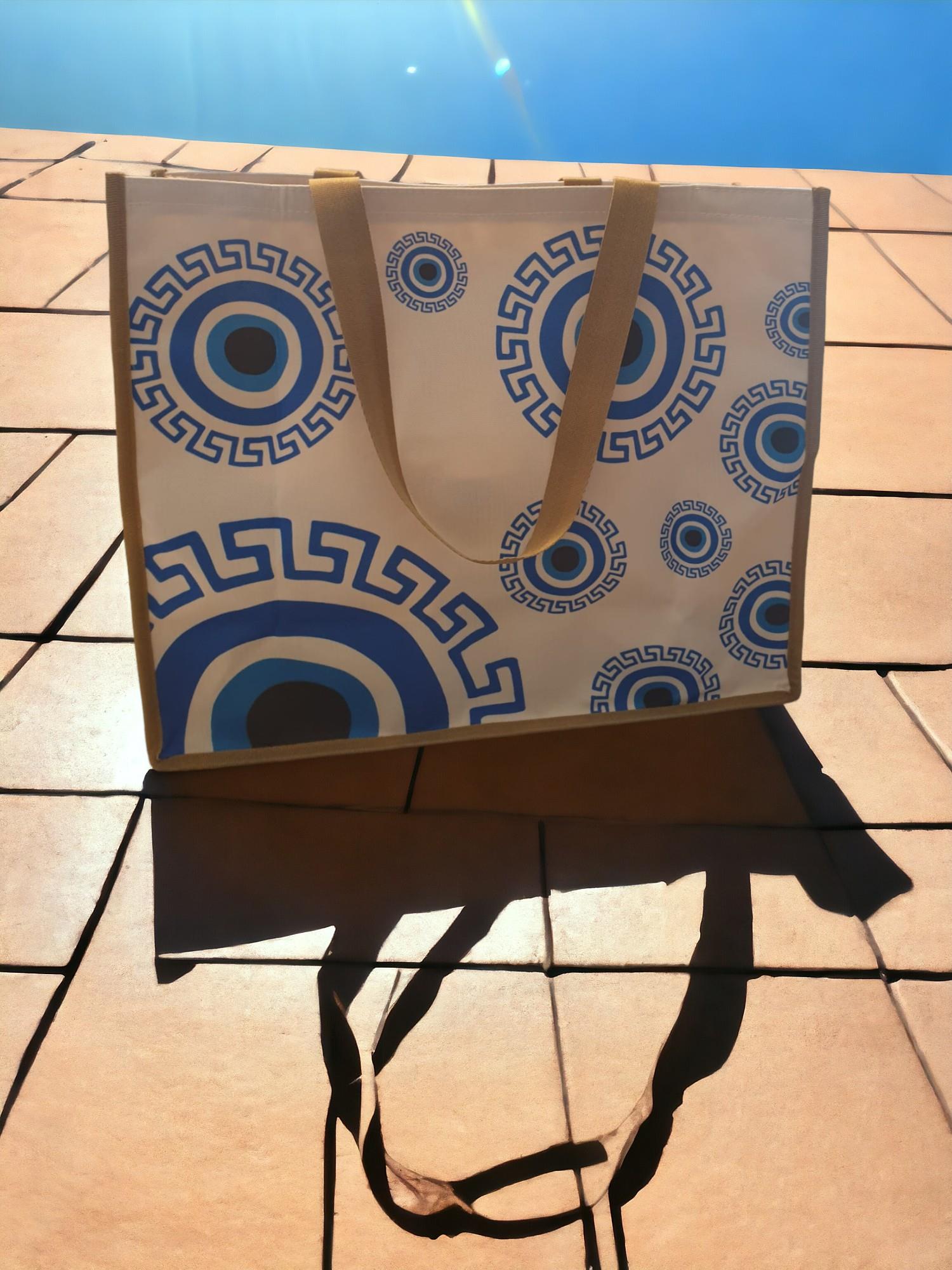 44x37 Nazar Desen (Model Seçenekli) Plaj Çantası