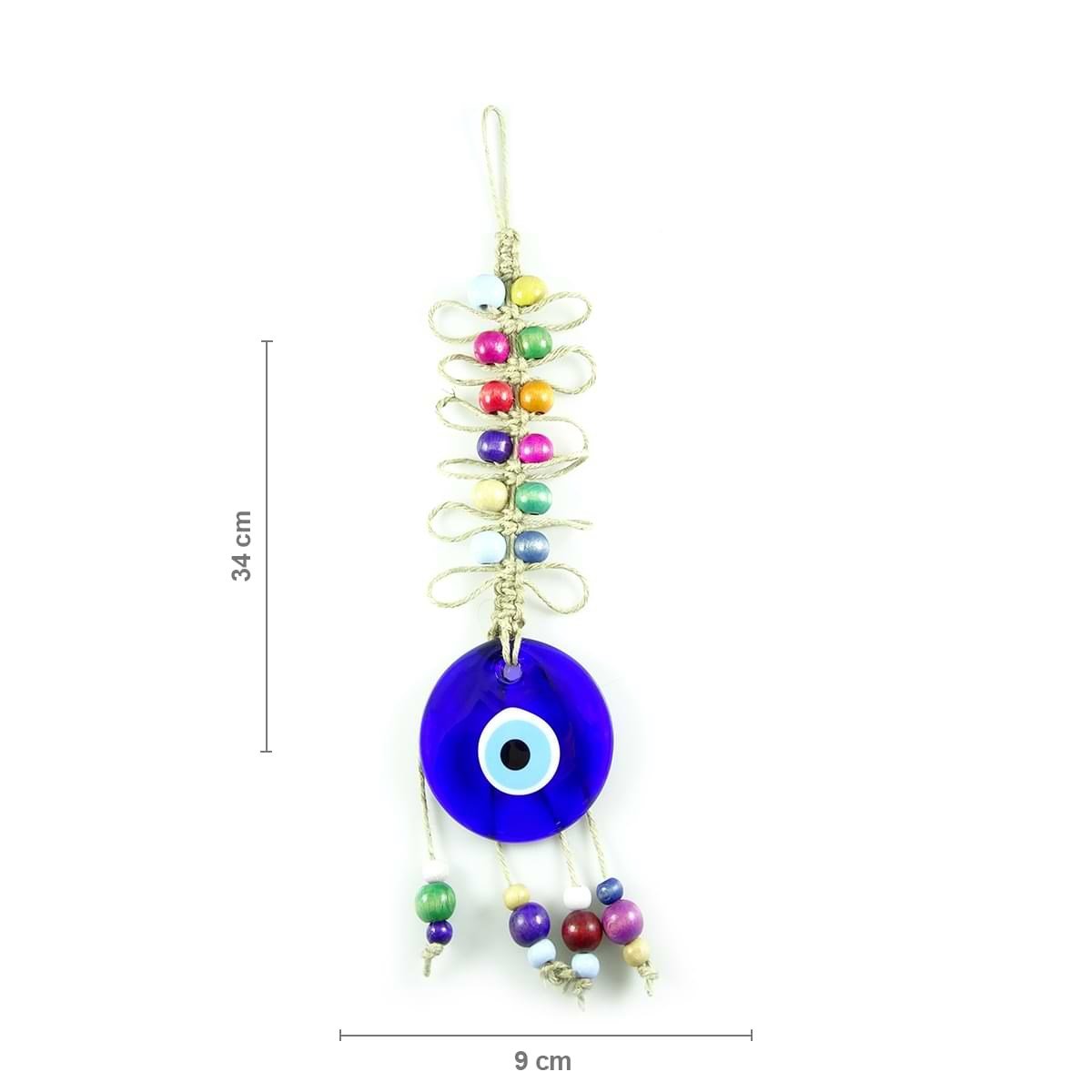 Mustache Evil Eye Wall Decoration with Wooden Beads