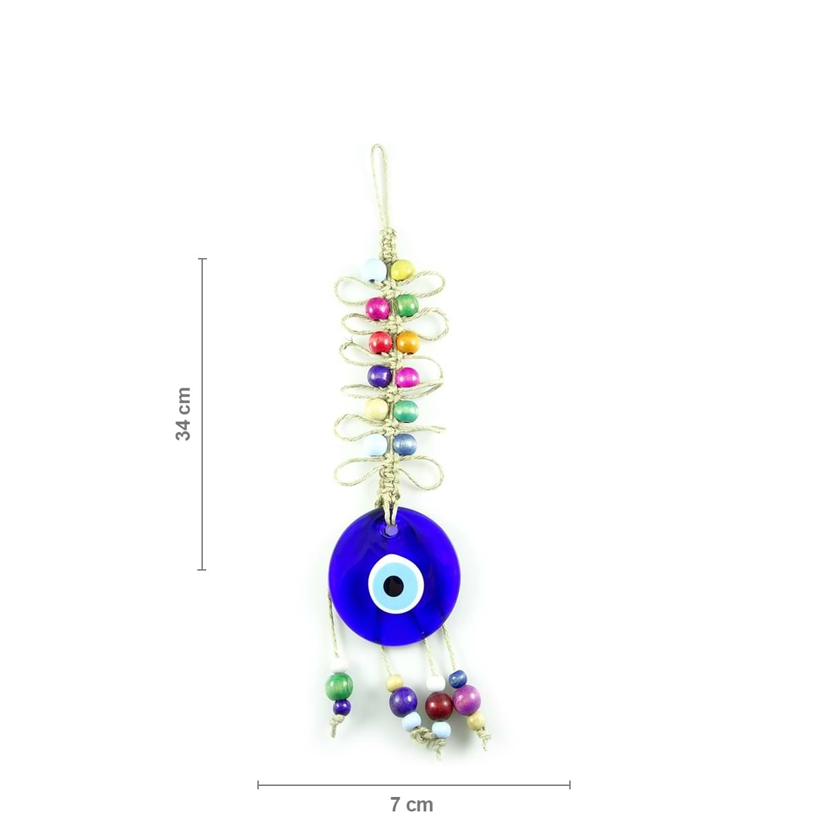 Mustache Evil Eye Wall Decoration with Wooden Beads