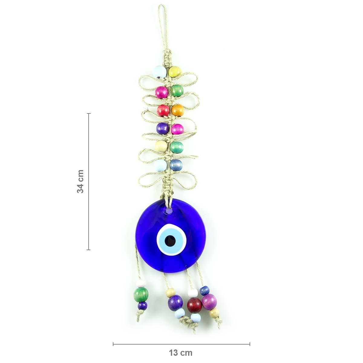Mustache Evil Eye Wall Decoration with Wooden Beads
