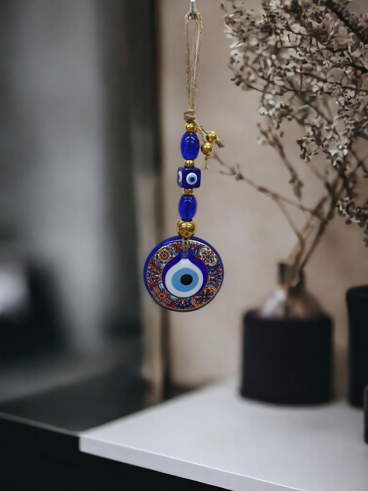 Çini Cam Nazar Duvar Süsü (7CM)