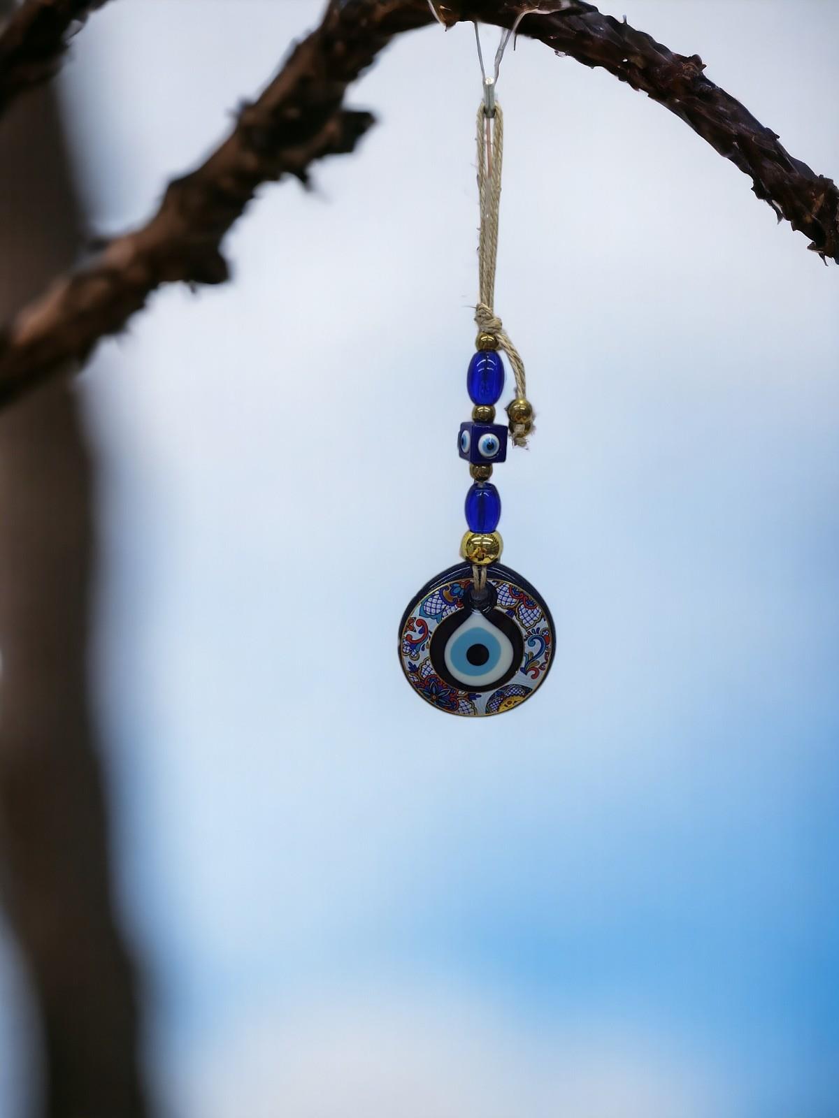 Çini Cam Nazar Duvar Süsü (7CM)