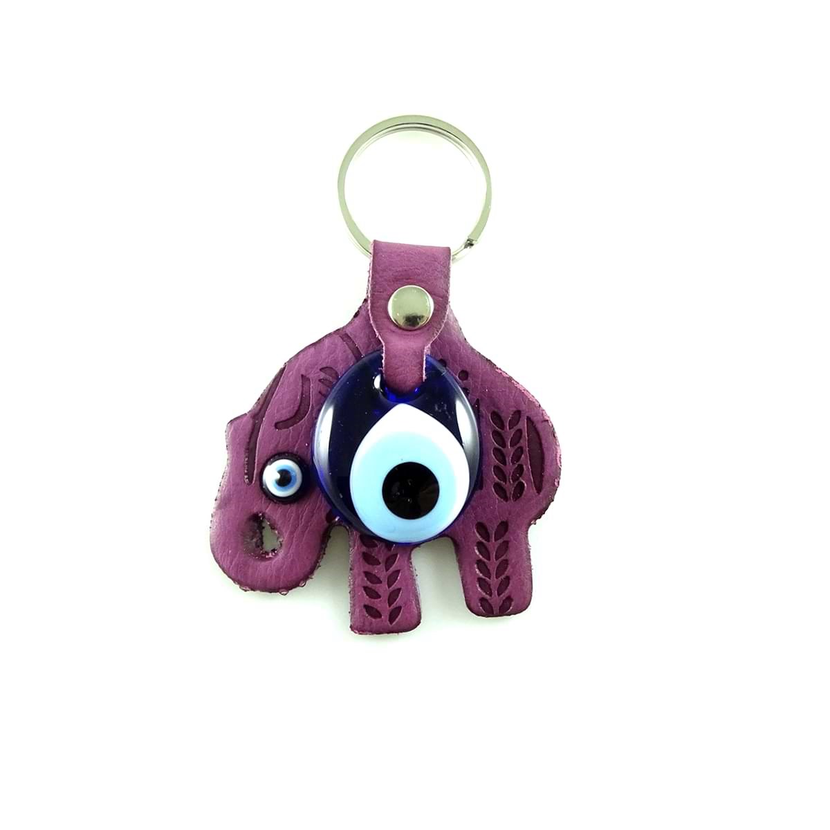 Elephant Design Leather Keychain