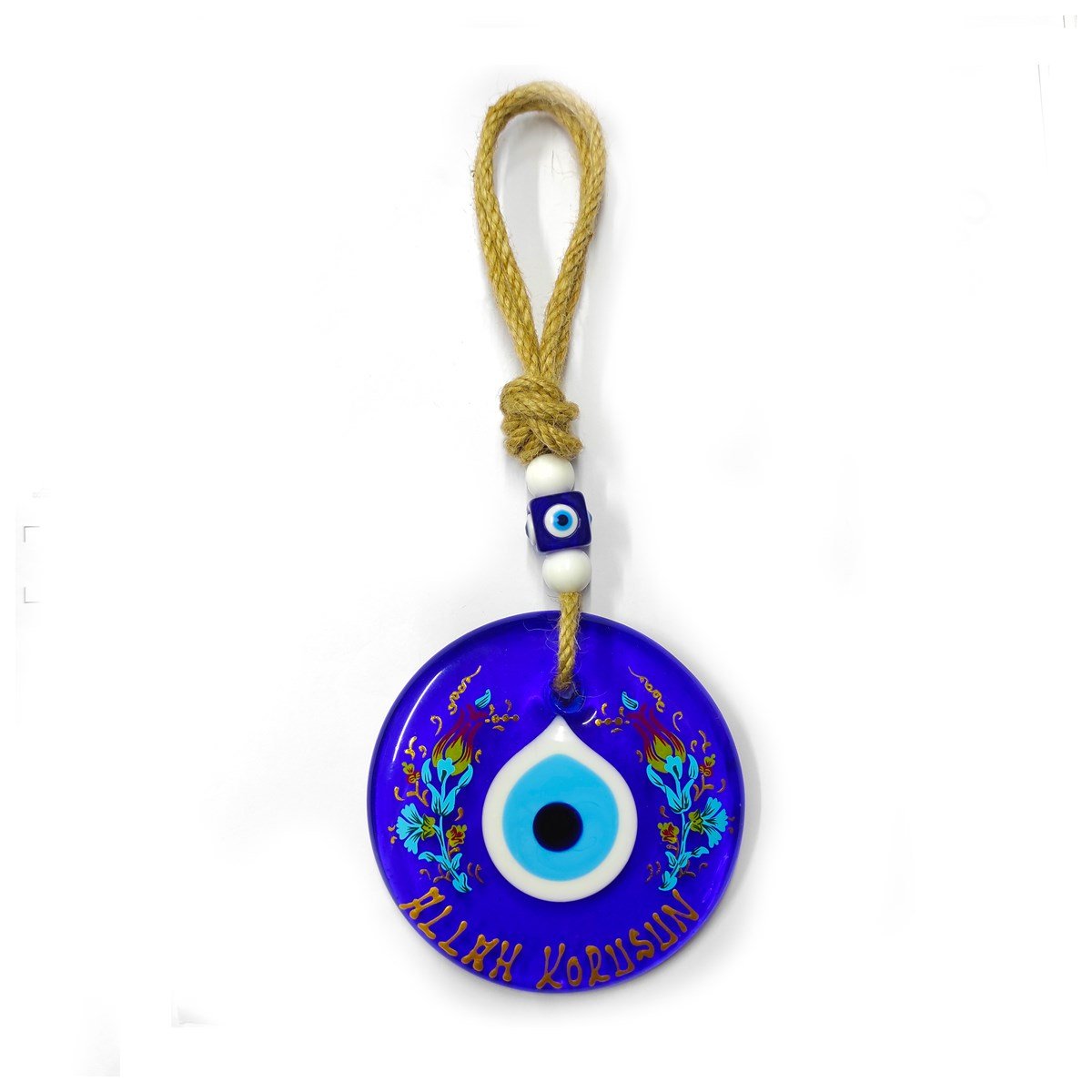 Tulip Patterned 'Allah Korusun' Written Glass Wall Decoration