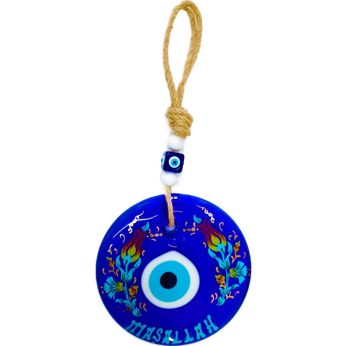 Tulip Patterned 'Allah Korusun' Written Glass Wall Decoration