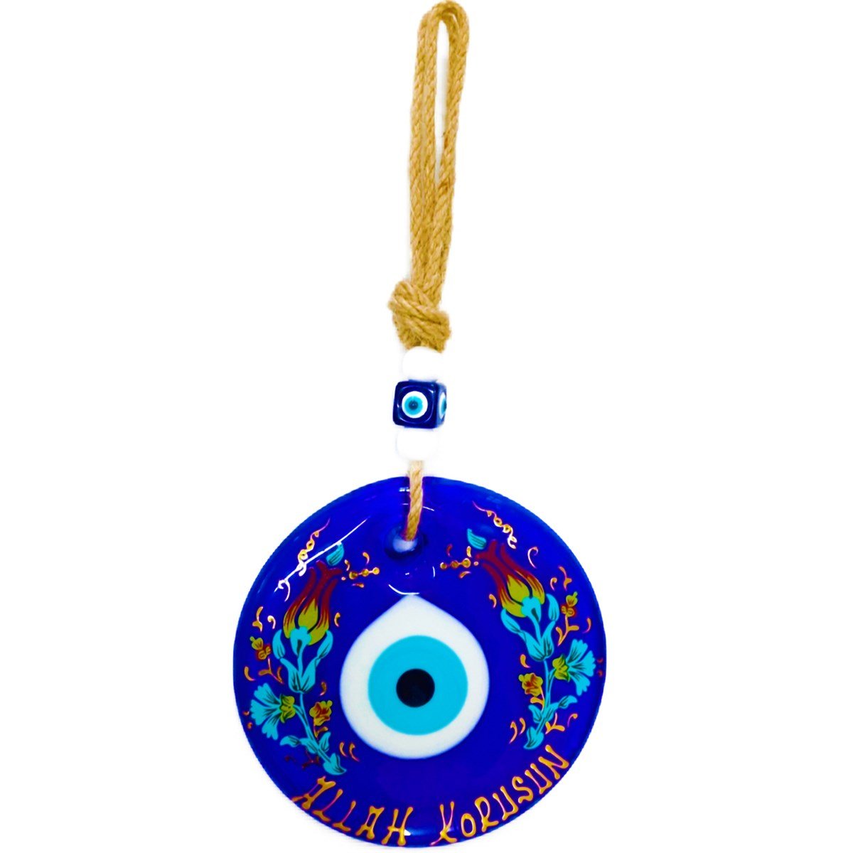 Tulip Patterned 'Allah Korusun' Written Glass Wall Decoration