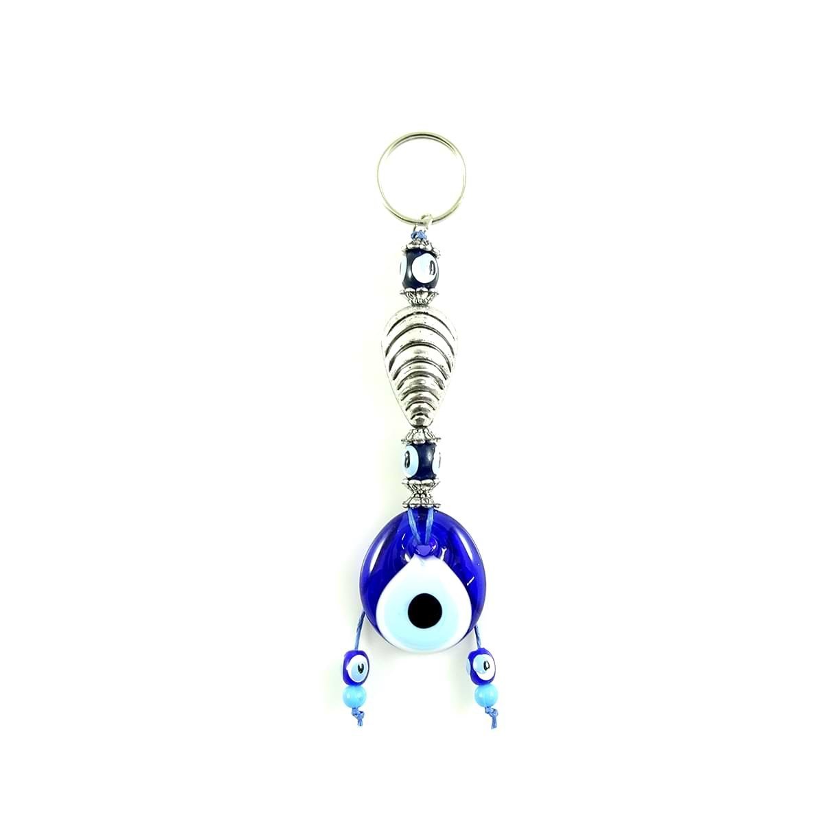 Evil Eye Metal Keychain with Beads
