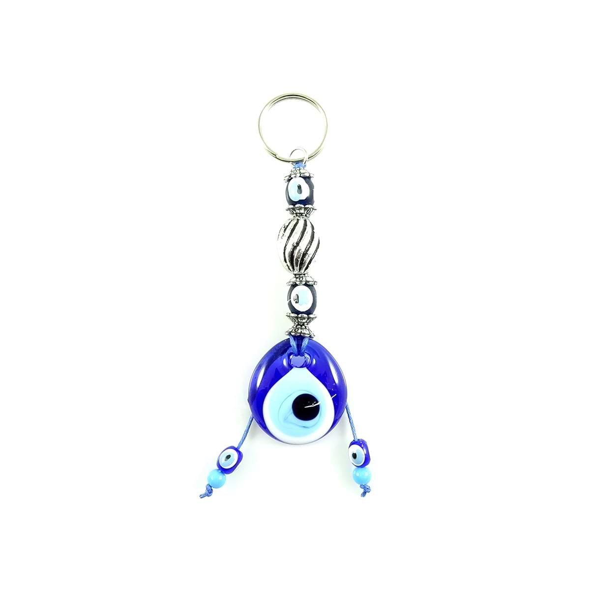 Evil Eye Metal Keychain with Beads