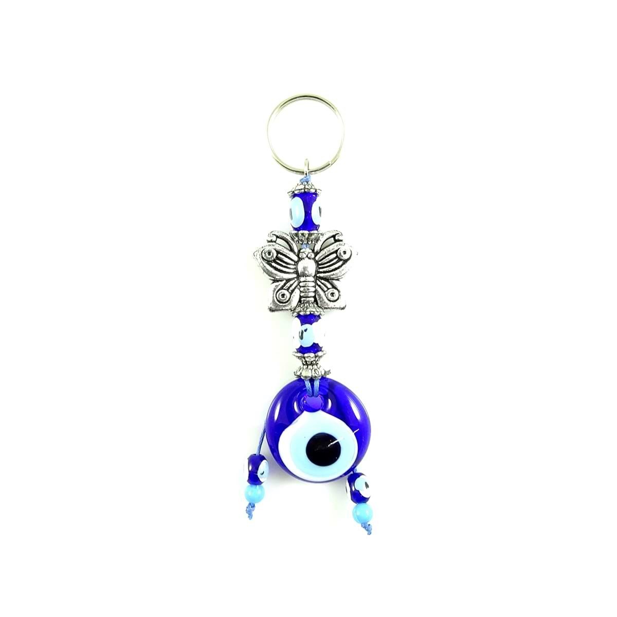 Evil Eye Metal Keychain with Beads
