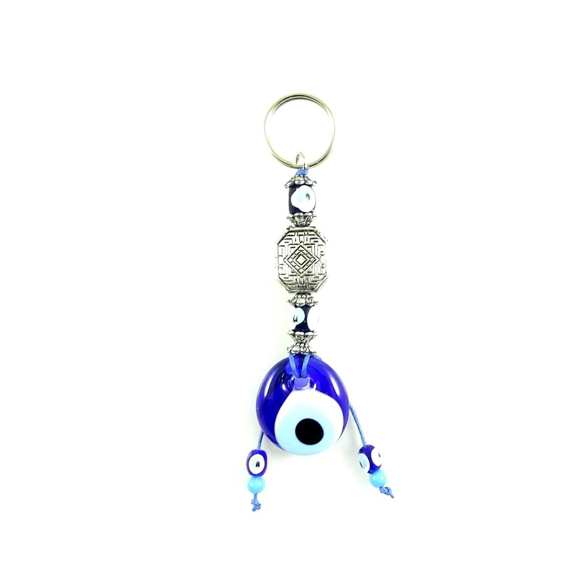 Evil Eye Metal Keychain with Beads
