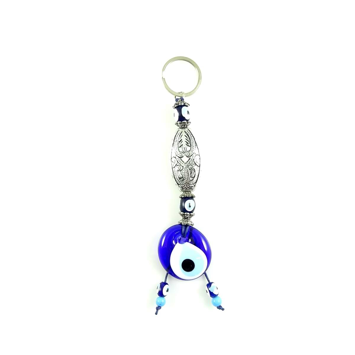 Evil Eye Metal Keychain with Beads