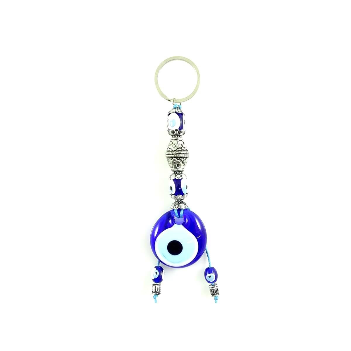 Evil Eye Metal Keychain with Beads