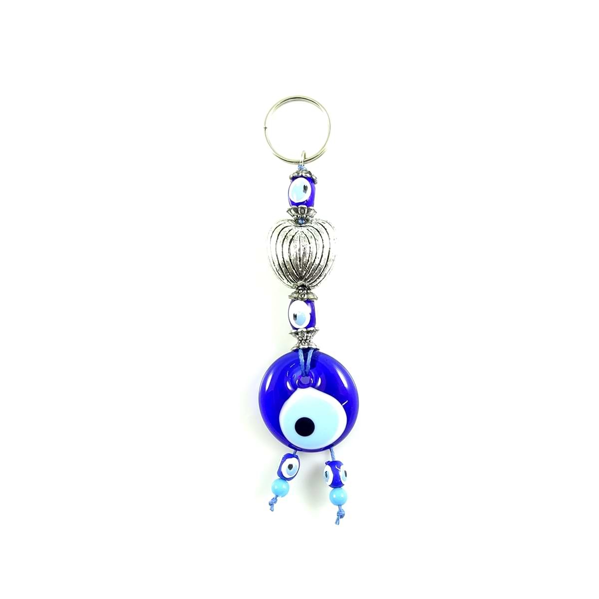 Evil Eye Metal Keychain with Beads
