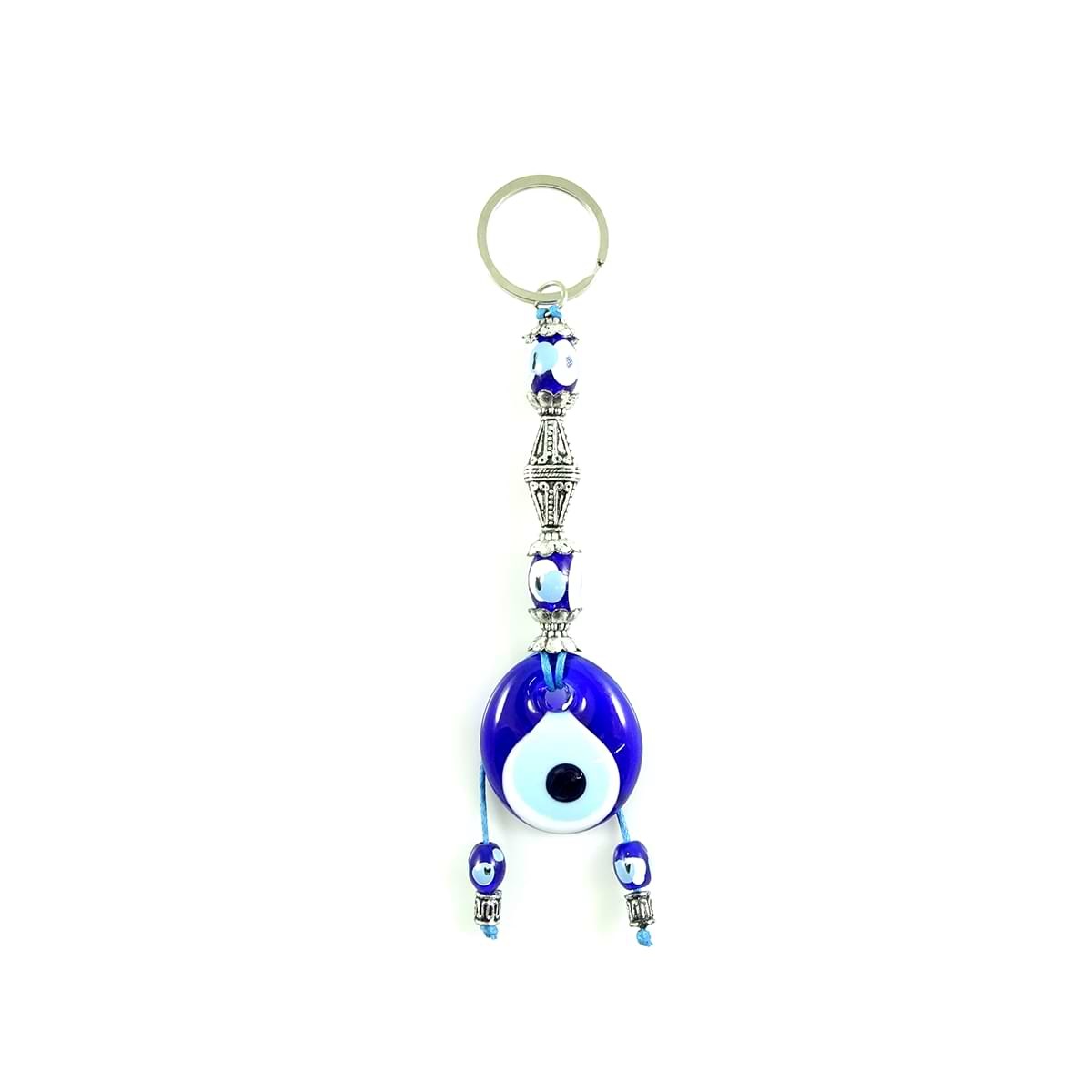 Evil Eye Metal Keychain with Beads