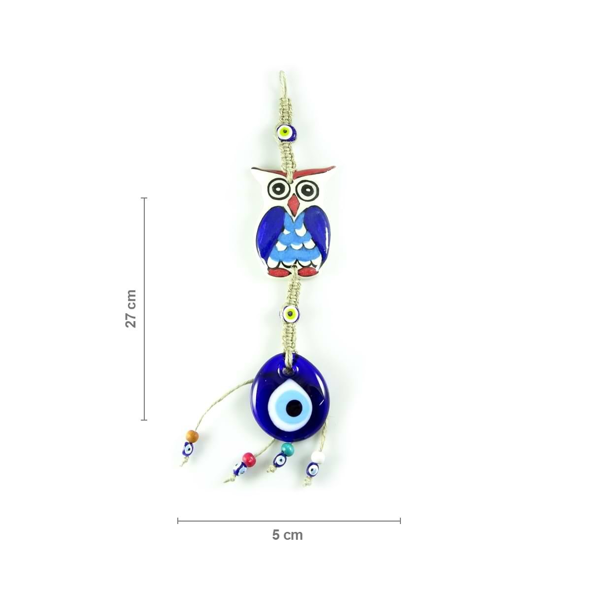 Natural Braid Rope Evil Eye Wall Decoration with Ceramic Figure