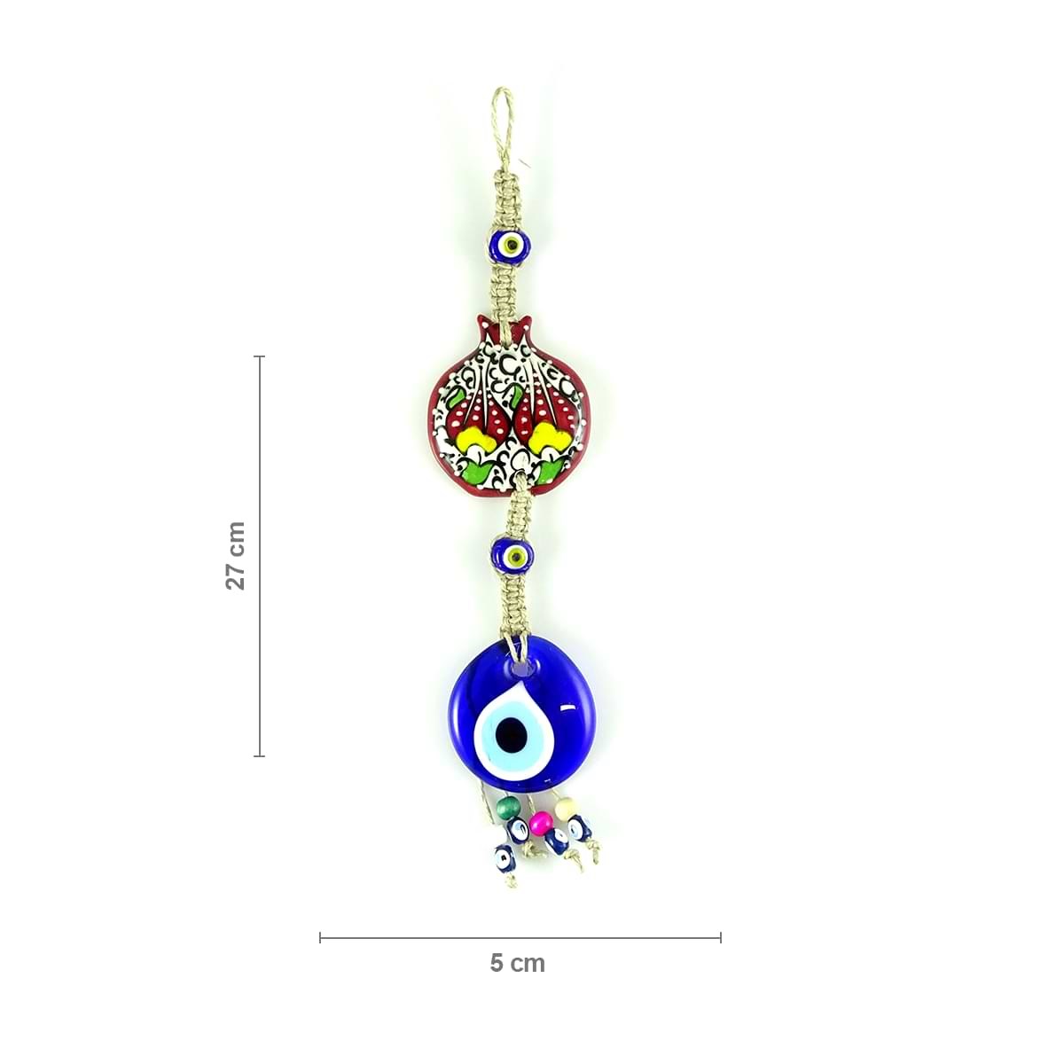 Natural Braid Rope Evil Eye Wall Decoration with Ceramic Figure