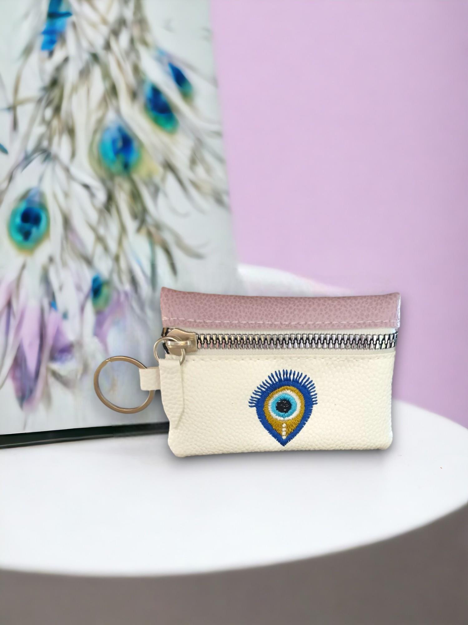 Nazar Desenli  Suni Deri Cüzdan Anahtarlık  (9*6,5Cm)