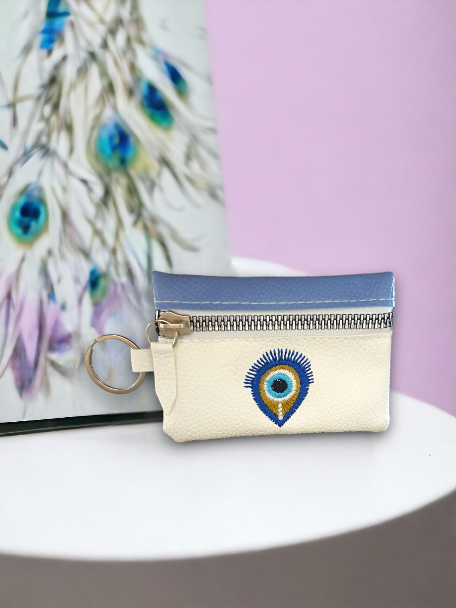 Nazar Desenli  Suni Deri Cüzdan Anahtarlık  (9*6,5Cm)