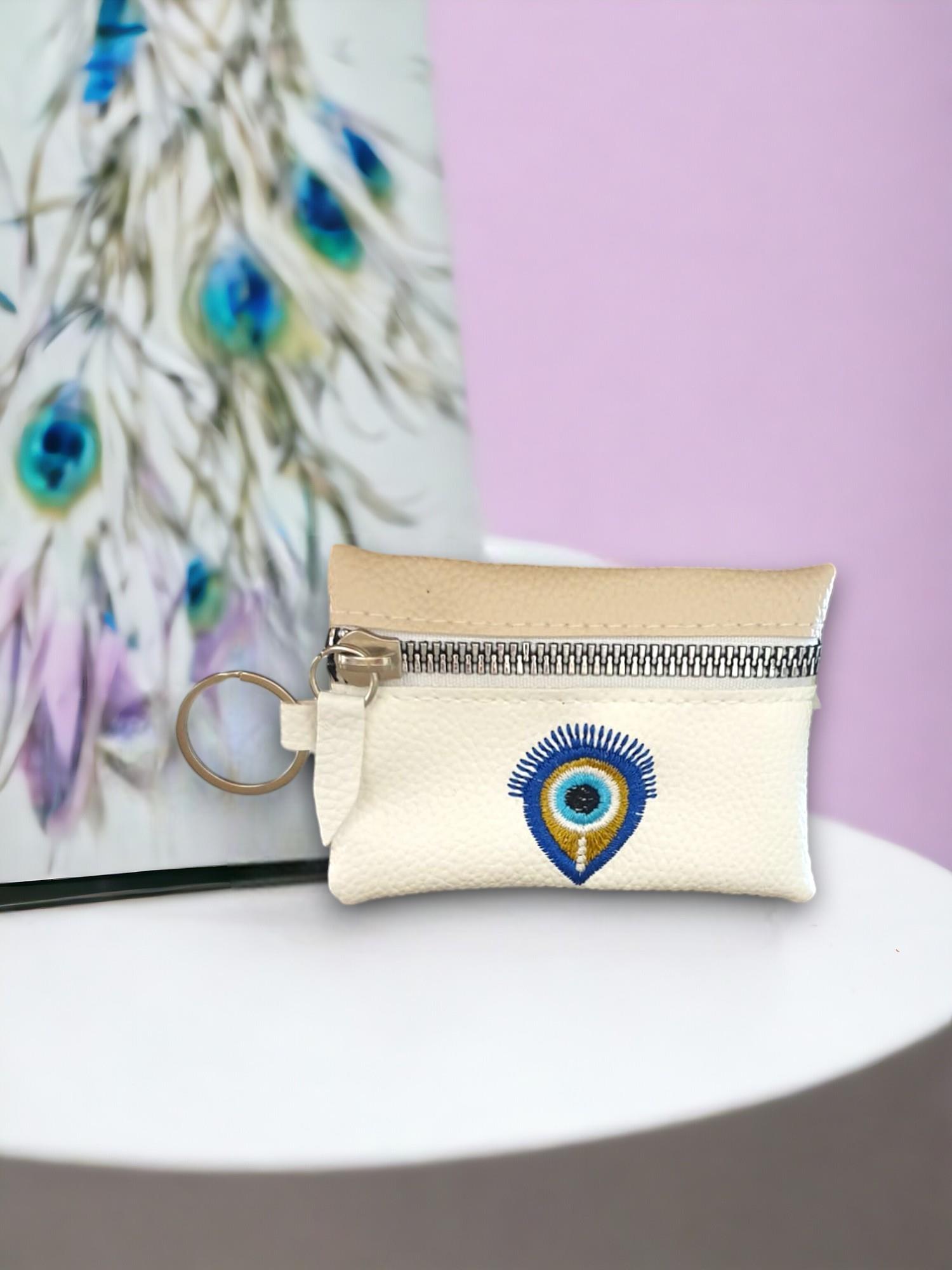 Nazar Desenli  Suni Deri Cüzdan Anahtarlık  (9*6,5Cm)