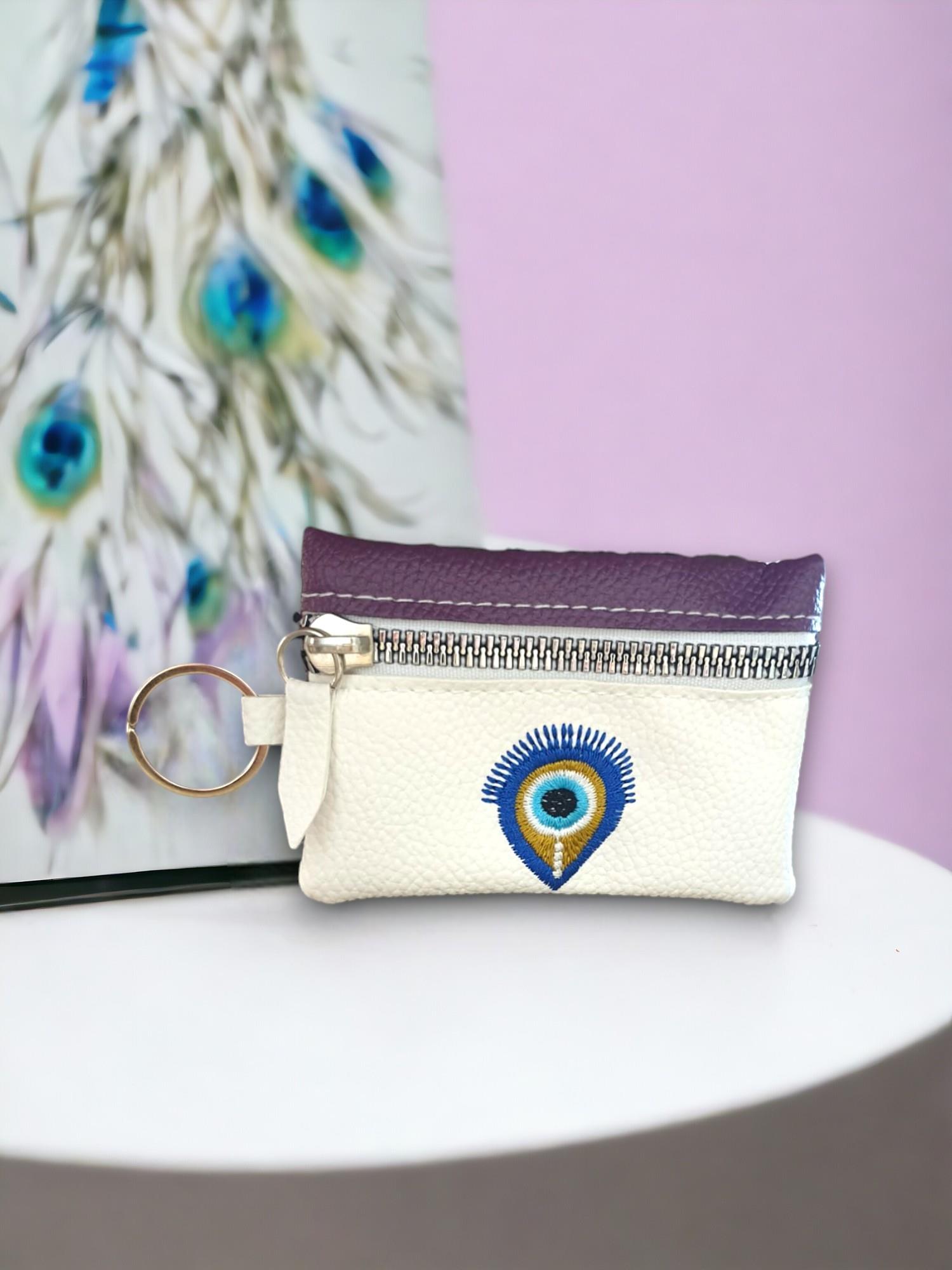 Nazar Desenli  Suni Deri Cüzdan Anahtarlık  (9*6,5Cm)