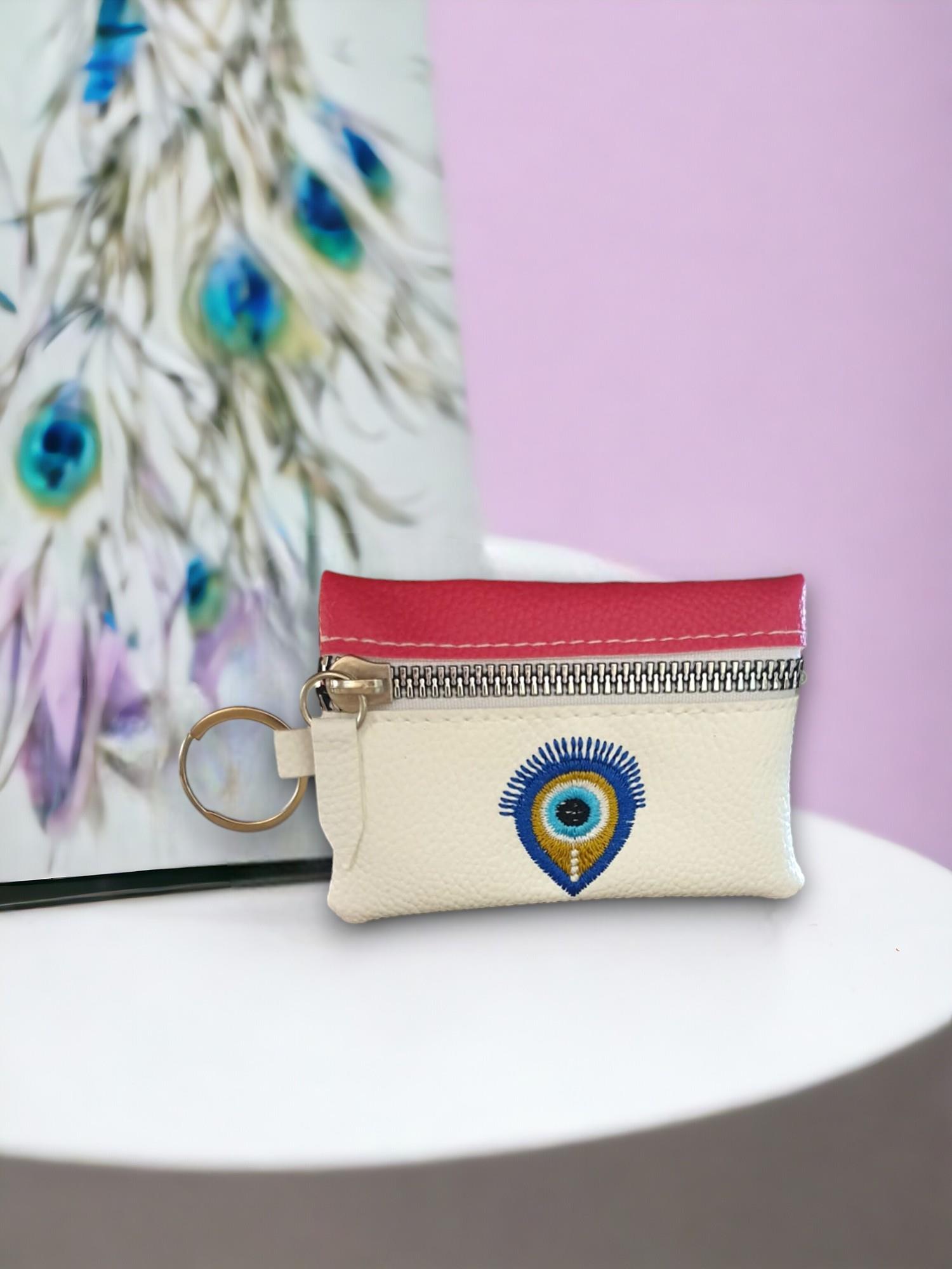 Nazar Desenli  Suni Deri Cüzdan Anahtarlık  (9*6,5Cm)