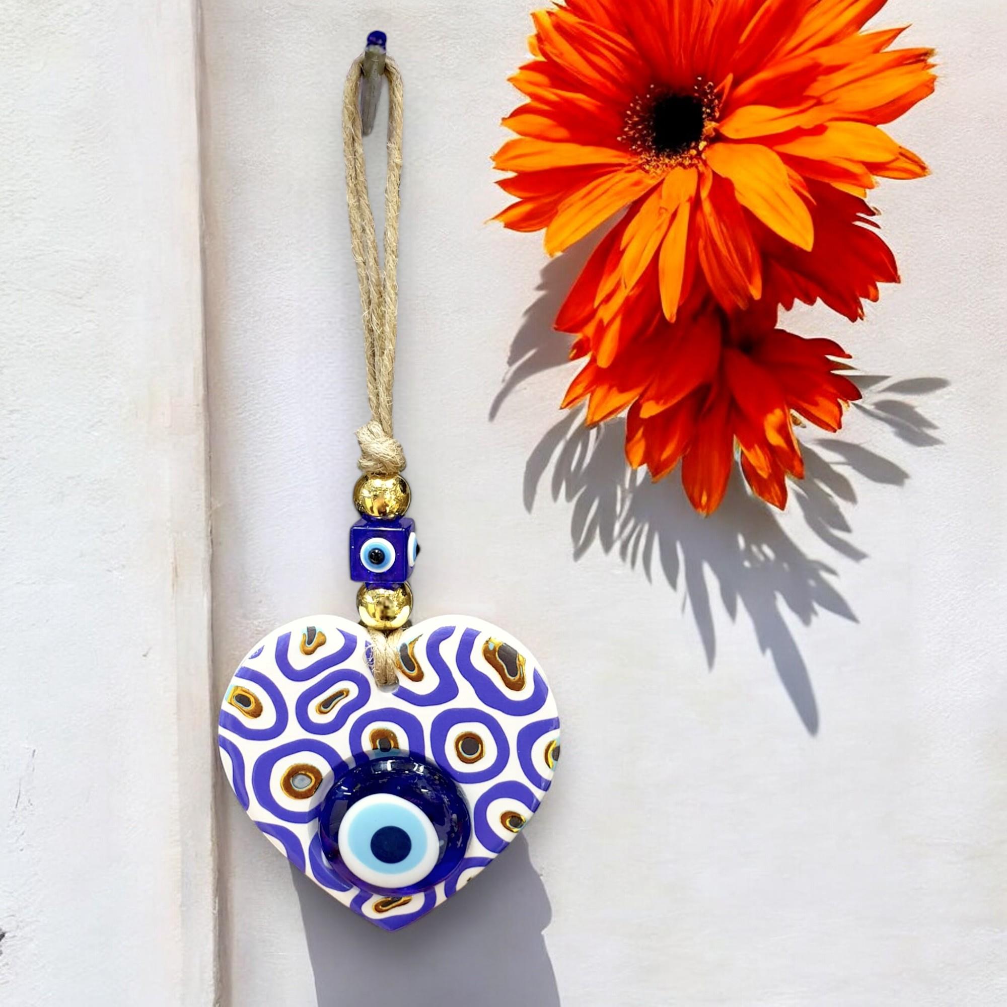 Polyester Kalp Nazar Duvar Süsü 