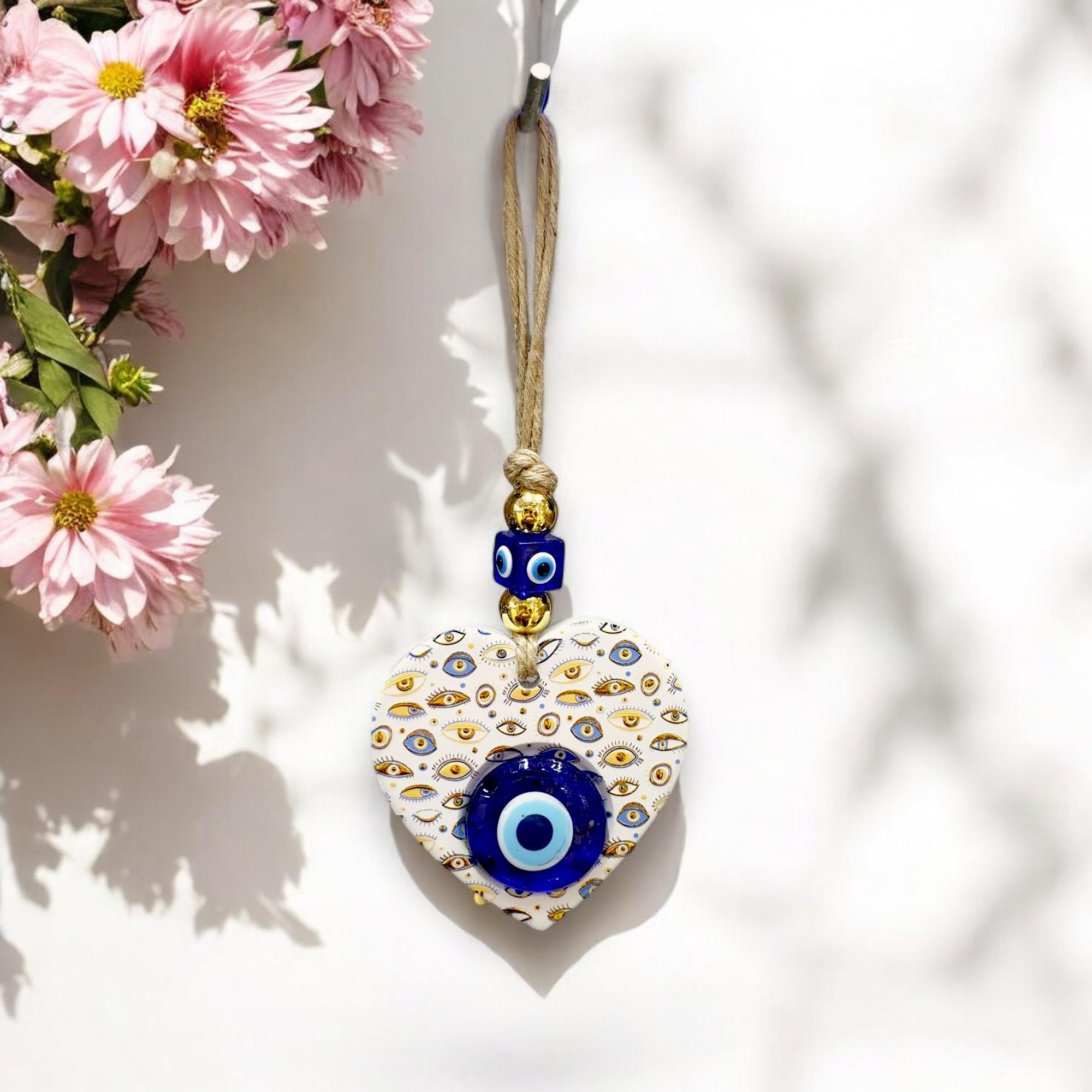 Polyester Kalp Nazar Duvar Süsü 