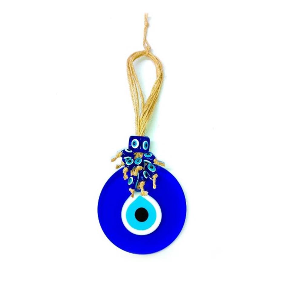 Fringed Glass Evil Eye Wall Decoration